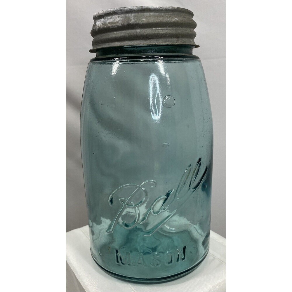 Vintage Ball Mason Blue Quart Jar Genuine Zinc Cap For Ball Mason Jars 1 M